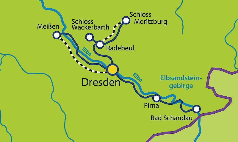 Sternradtour an der Elbe ab Dresden 6 Übernachtungen buchen