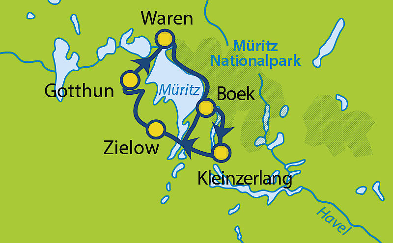 Mecklenburgische Seenplatte - Radrundtour ab Waren an der Müritz 4